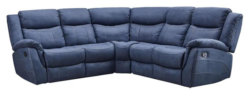 Hilbert Denim Blue Fabric Recliner Corner Sofa-8