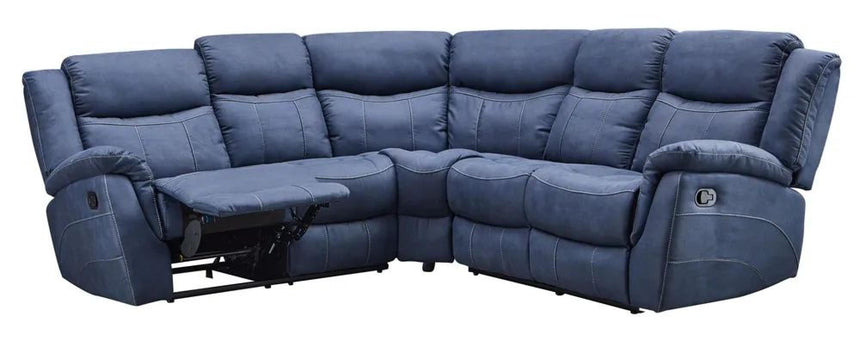 Hilbert Denim Blue Fabric Recliner Corner Sofa-9