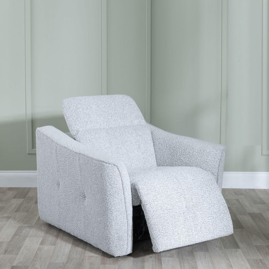 Inca Light Grey Teddy Fabric Electric Recliner Sofa Set-6