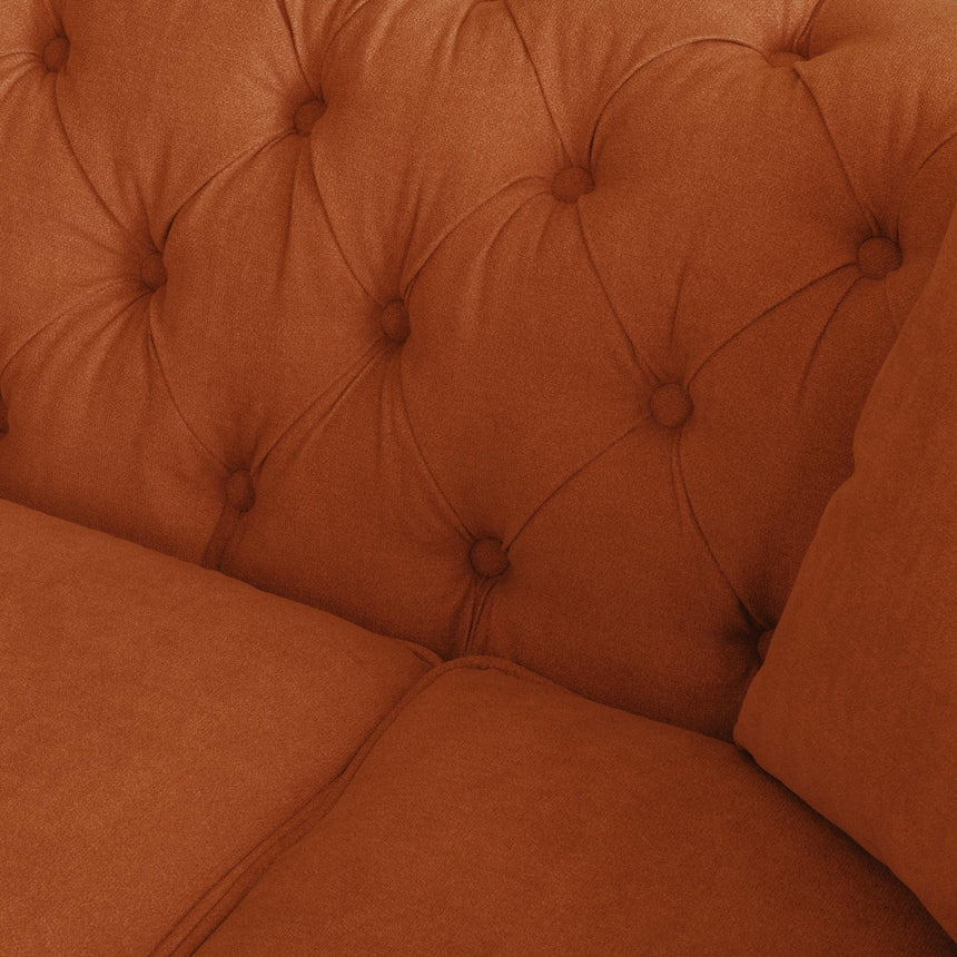 Chesterfield Burnt Orange Fabric Sofa Set-8