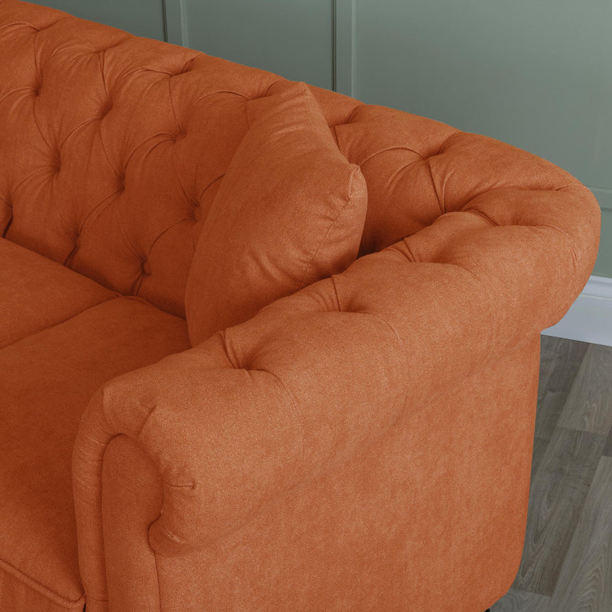 Chesterfield Burnt Orange Fabric Sofa Set-9