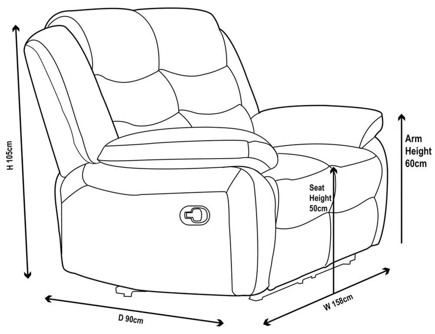 Sorrento Dark Grey Fabric 2 Seater Recliner Sofa-10