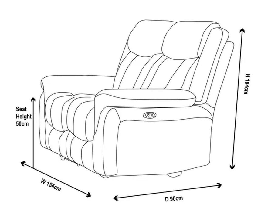 Dylan Grey Fabric 2 Seater Electric Recliner Sofa-10