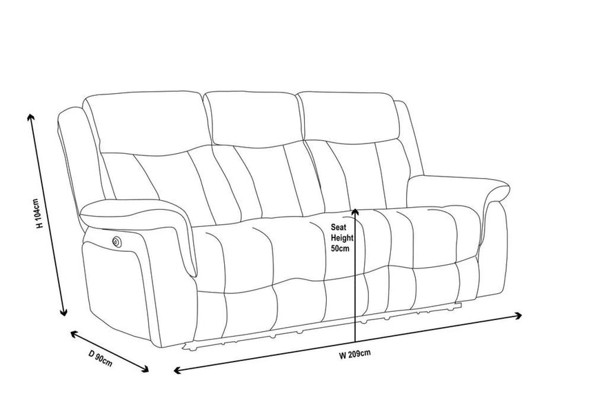 Dylan Grey Fabric Electric Recliner Sofa Set-11