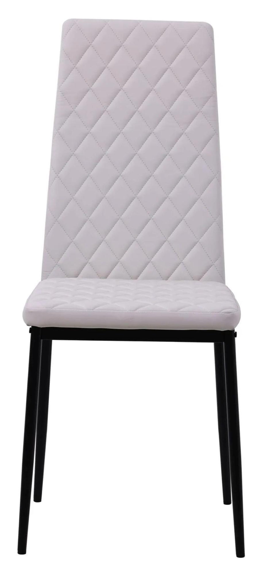 Chopstick White Glass and Black Metal Dining Set - Metro White Leather Chairs with Black Legs-9