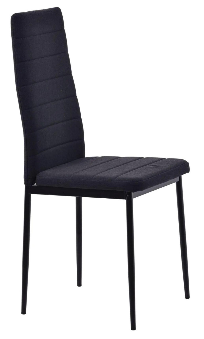 Chopstick Grey Glass and Black Metal Dining Set - Lido Black Fabric Chairs with Black Legs-9