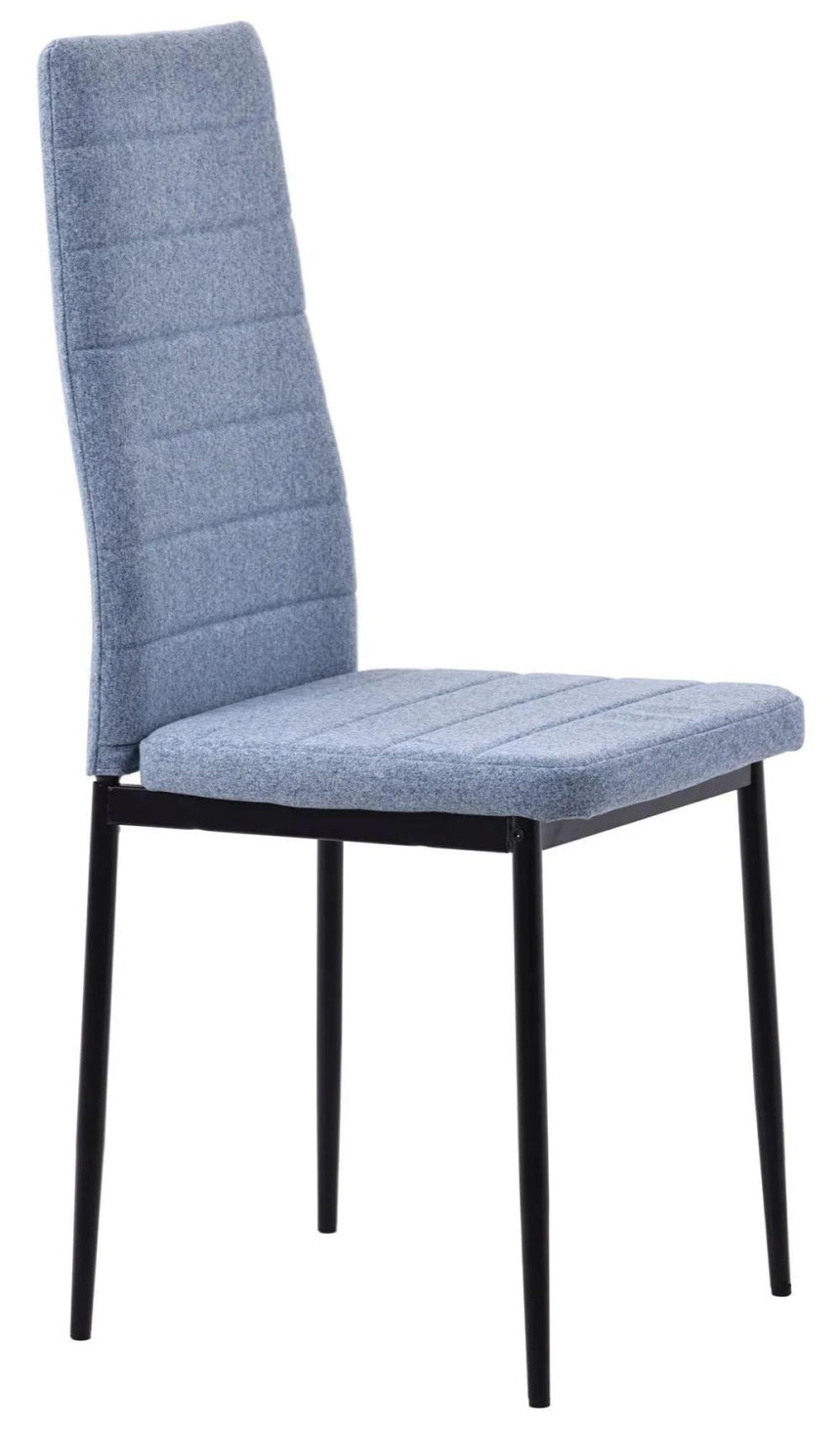 Chopstick Grey Glass and Black Metal Dining Set - Lido Blue Fabric Chairs with Black Legs-10