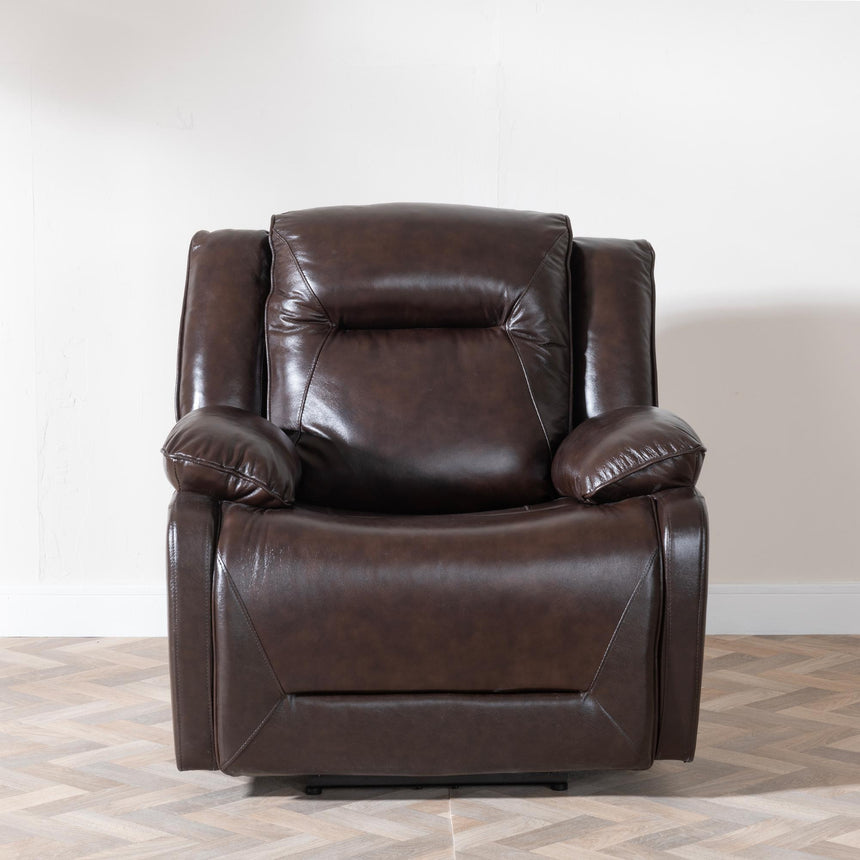 Athena Dark Brown Leather Recliner Sofa Set-6