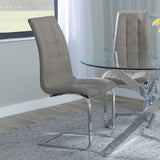 Chopstick Clear Glass and Chrome Metal Dining Set - Jamison Beige Faux Leather Dining Chair-5