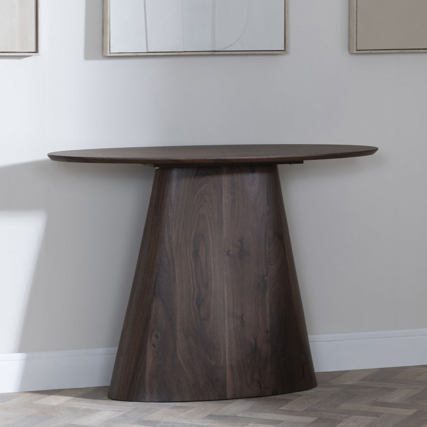 Andria Walnut Oval Console Table