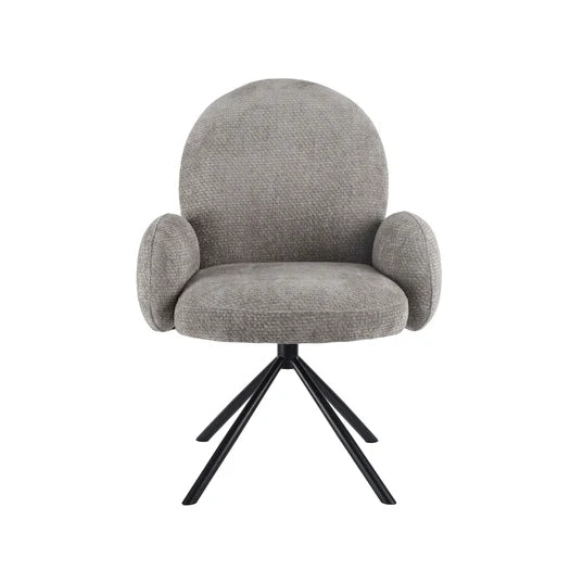 Set of 2 Altavista Fabric Swivel Dining Chair with Black Legs