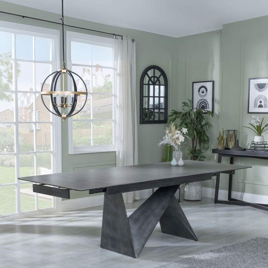 Narni Dark Grey Ceramic Extending Dining Table - 160cm-240cm