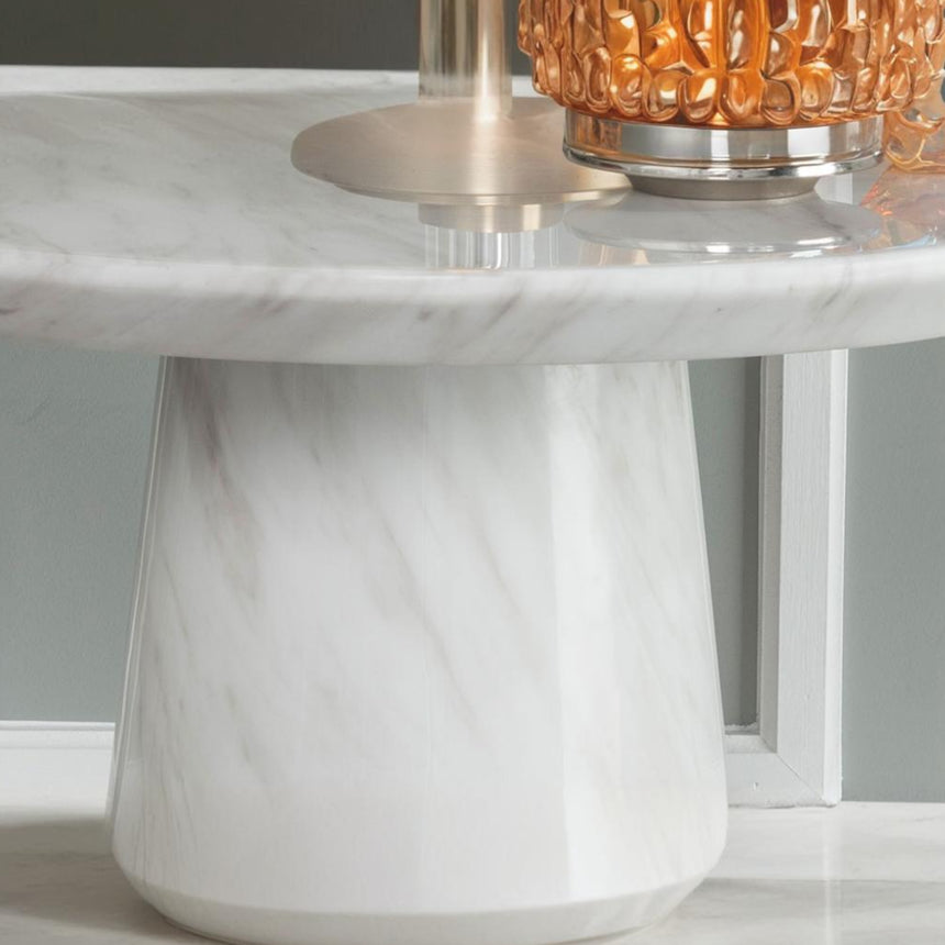 Cesena White Marble Round Side Table