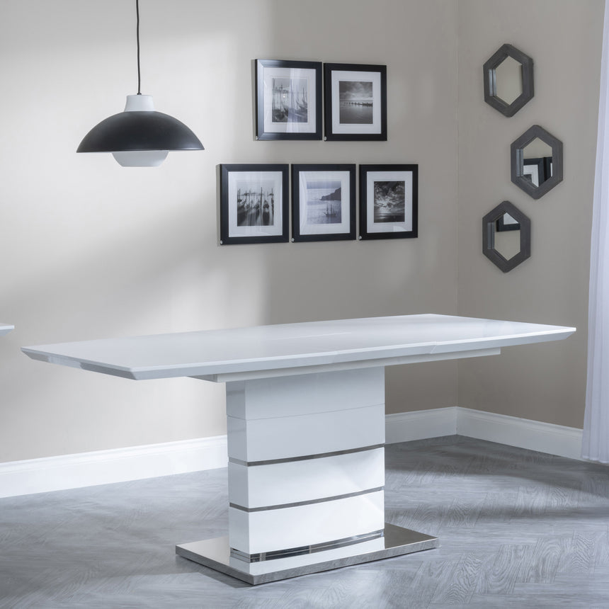 Gravina White Gloss Extending Dining Table - 140cm - 180cm