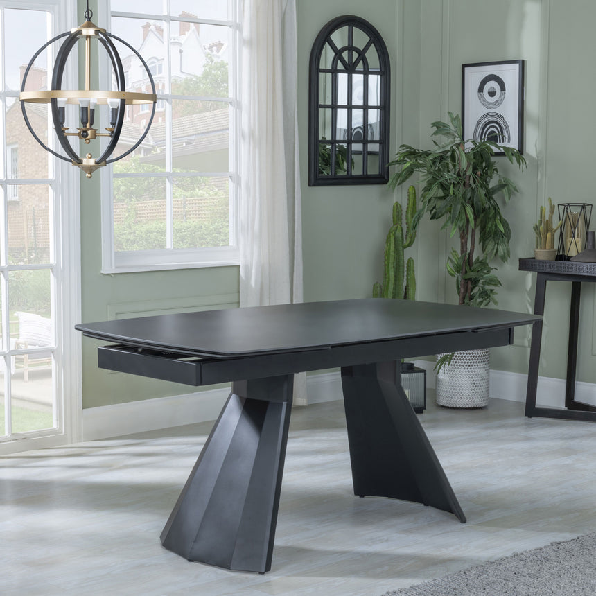 Garda Black Ceramic Extending Dining Table - 160cm-240cm