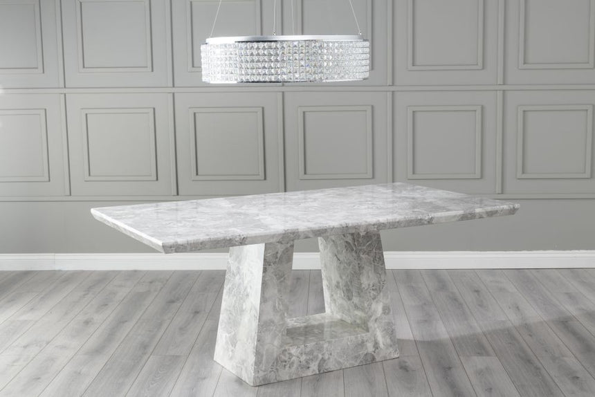 Milan 160cm Grey Marble Dining Table-5