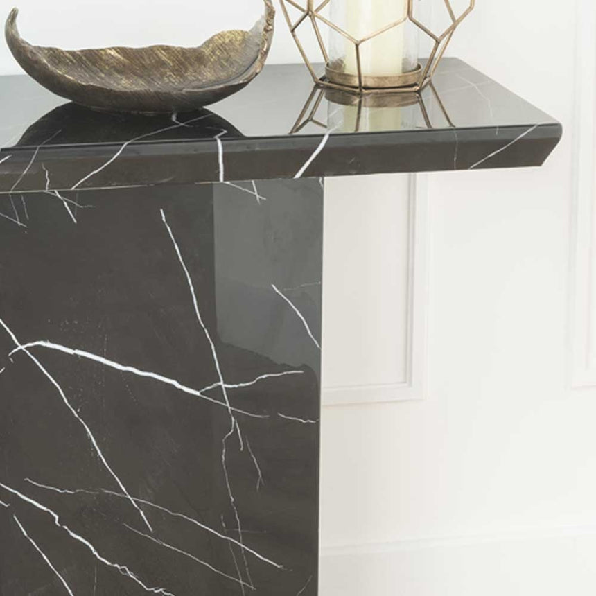 Naples Black Marble Console Table-4