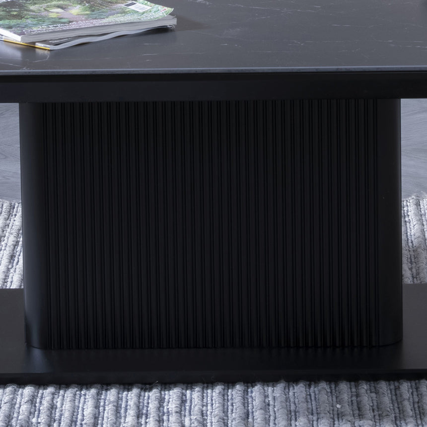 Rivoli Black Ceramic Fluted Coffee Table