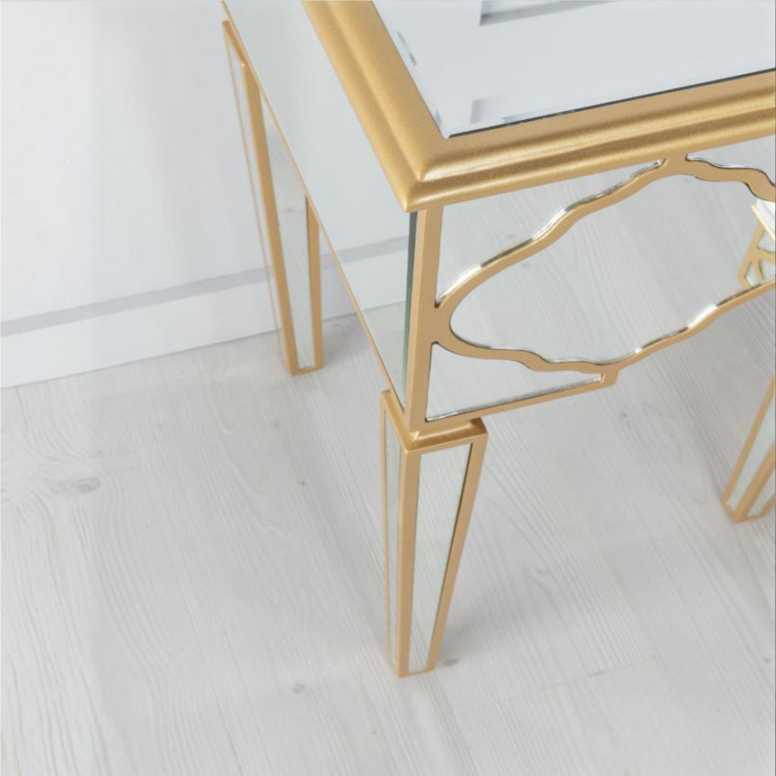 Ferrara Mirrored Gold Trim Dressing Table