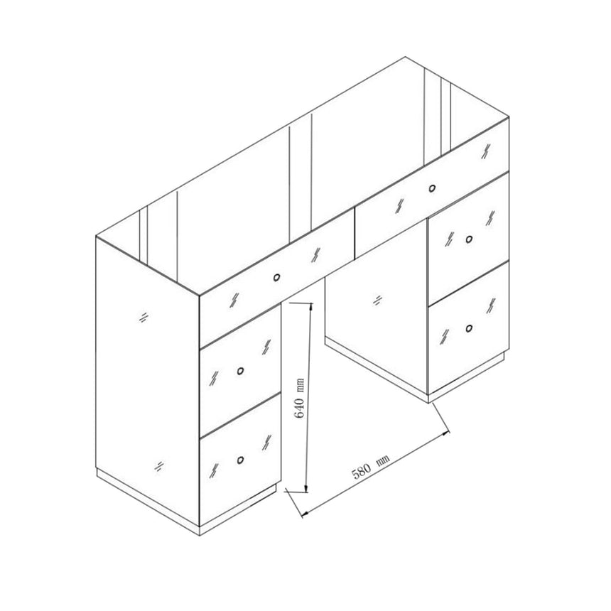 Forli Mirrored 6 Drawer  Dressing Table