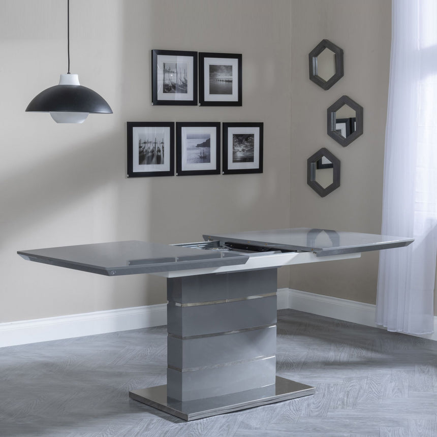 Corato Grey Gloss Extending Dining Table - 140cm - 180cm