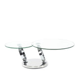 Udine Swivel Glass Top Round Coffee Table