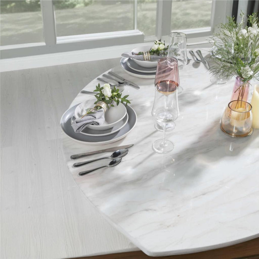 Cesena 4 Seater White Marble Round Dining Table