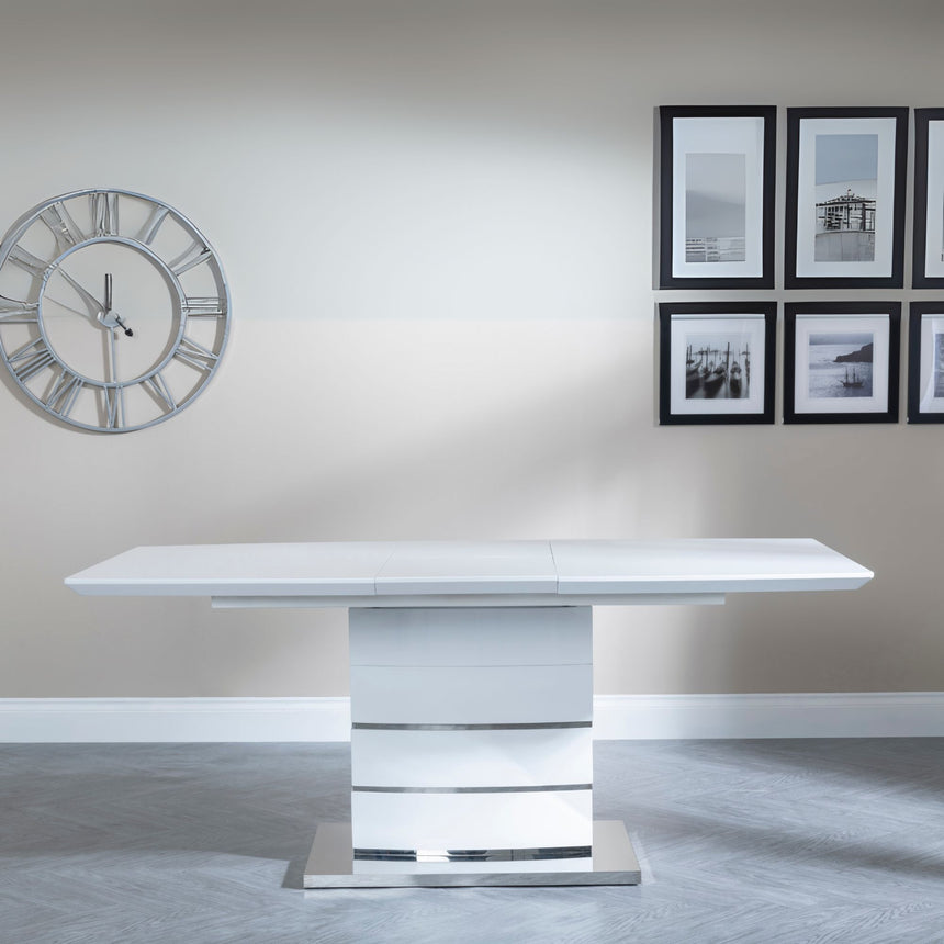 Gravina White Gloss Extending Dining Table - 140cm - 180cm