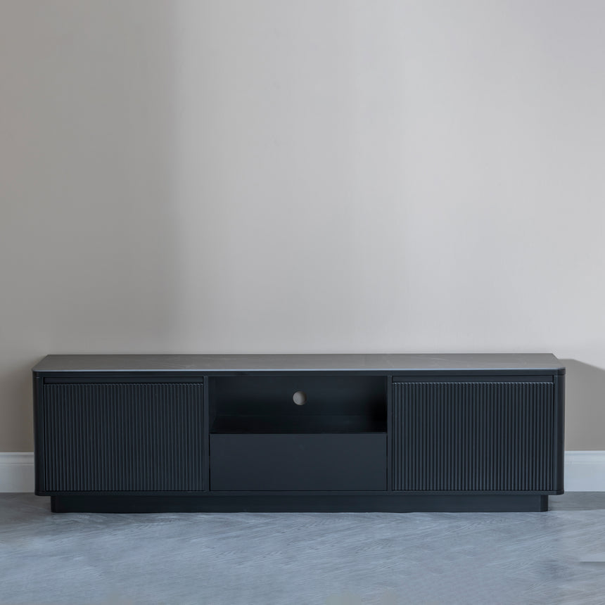 Rivoli Black Ceramic Fluted TV Unit