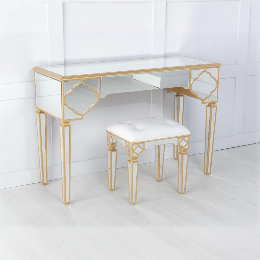 Ferrara Mirrored Gold Trim Dressing Table