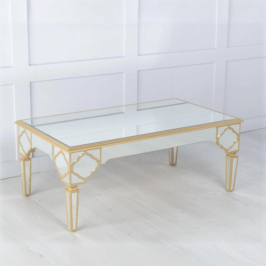 Ferrara Mirrored Gold Trim Coffee Table