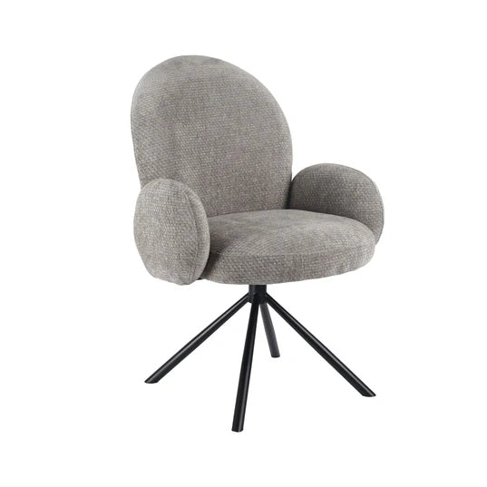 Set of 2 Altavista Fabric Swivel Dining Chair with Black Legs