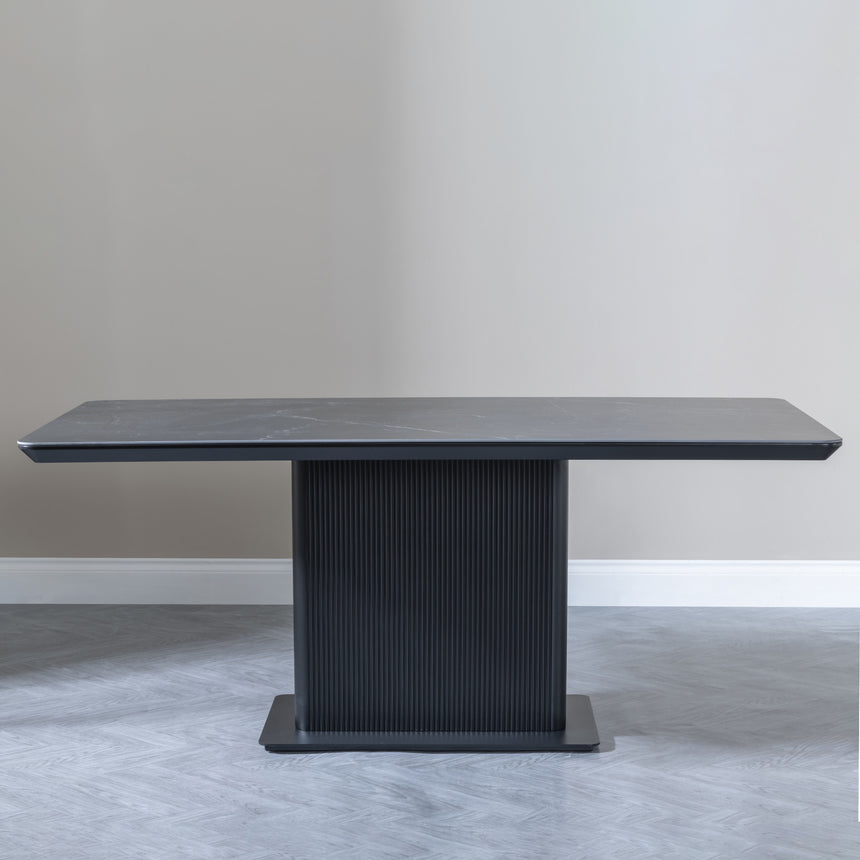 Rivoli 6 Seater Black Ceramic Fluted Dining Table