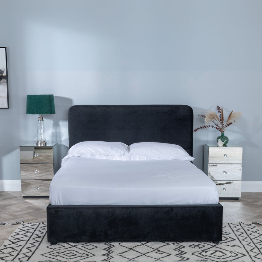 Erice Black Fabric Bed