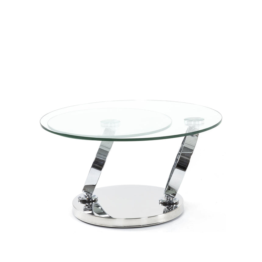 Udine Swivel Glass Top Round Coffee Table