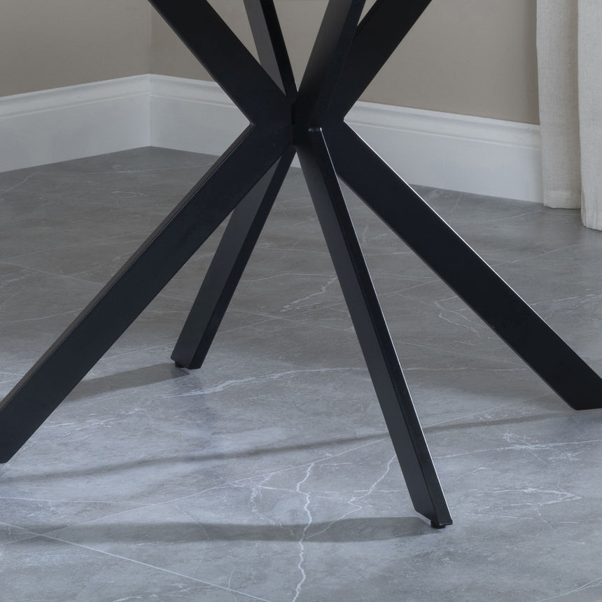 Bobbio Grey Concrete Effect 4 Seater Round Dining Table with Black Spider Legs