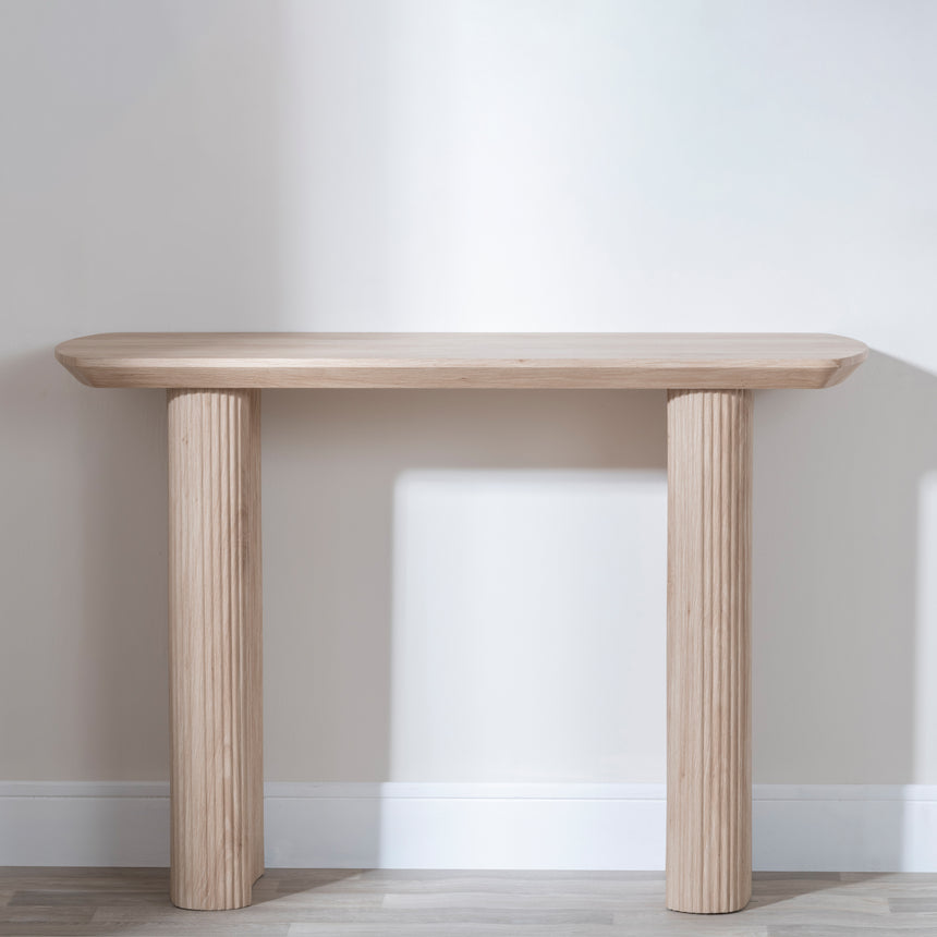 Emilia Fluted Oak Effect Pedestal Console Table