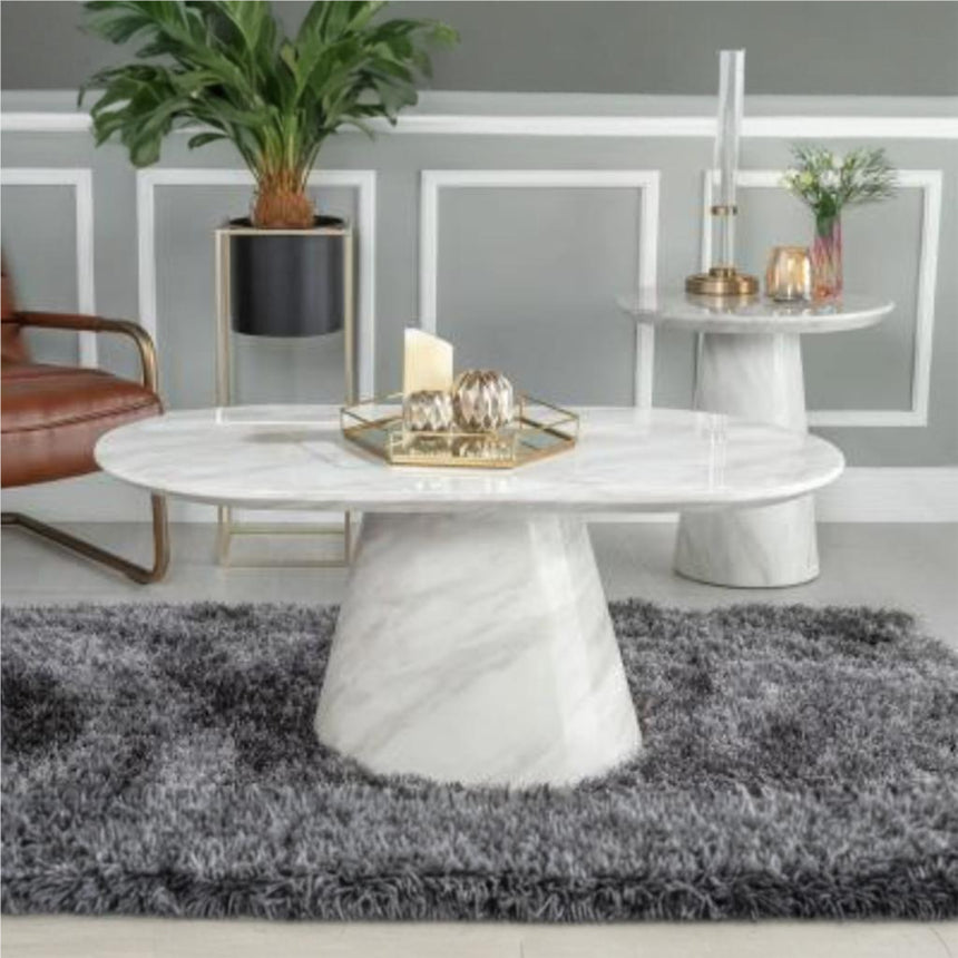 Cesena White Marble Oval Coffee Table