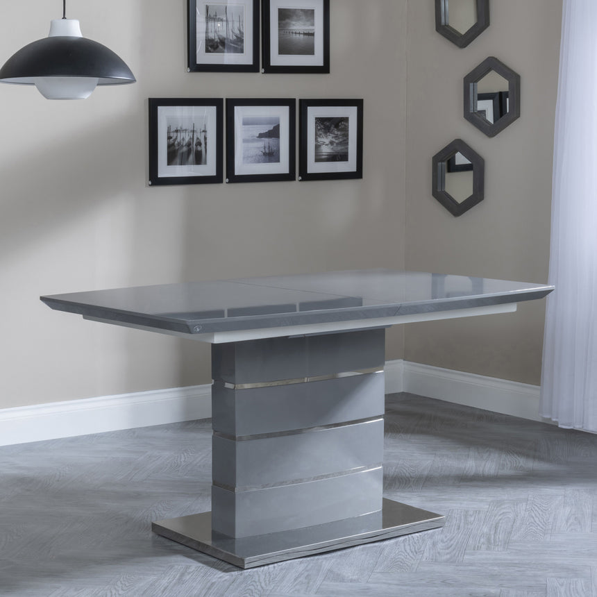 Corato Grey Gloss Extending Dining Table - 140cm - 180cm