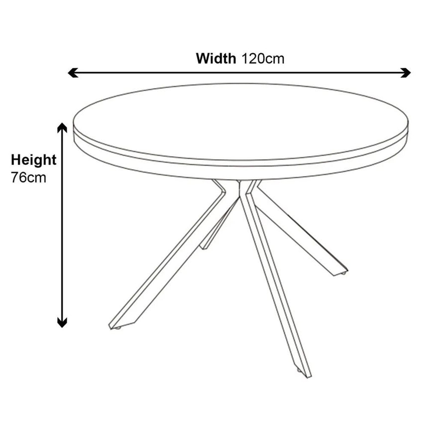 Bobbio Grey Concrete Effect 4 Seater Round Dining Table with Black Spider Legs