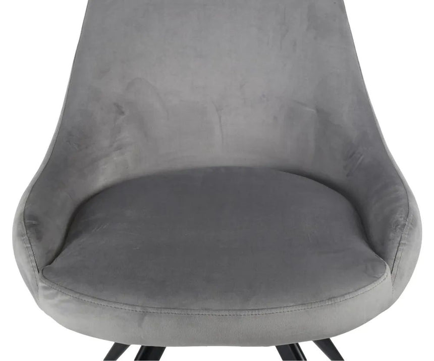 Set of 2 Comiso Velvet Fabric Swivel Dining Chair with Black Legs