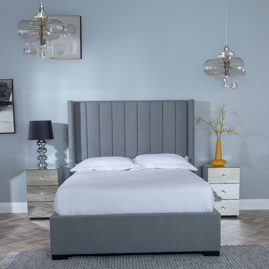 Avola Dark Grey Fabric Ottoman Storage Bed