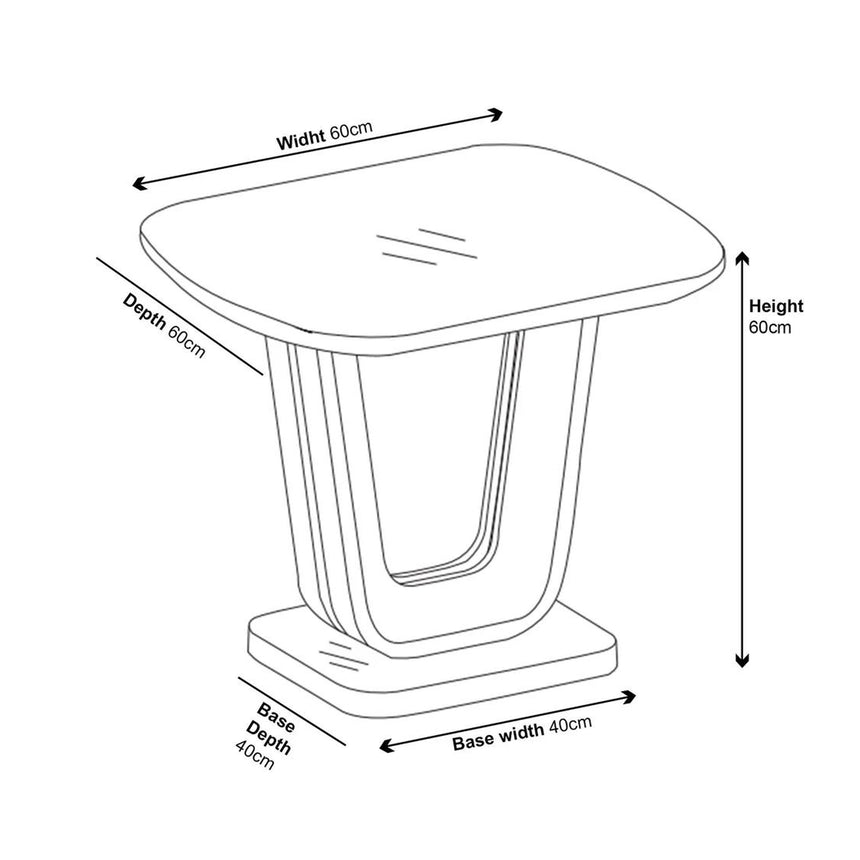 Caserta White Gloss Lamp Table with Glass Top