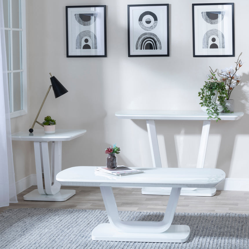 Caserta White Gloss Coffee Table with Glass Top