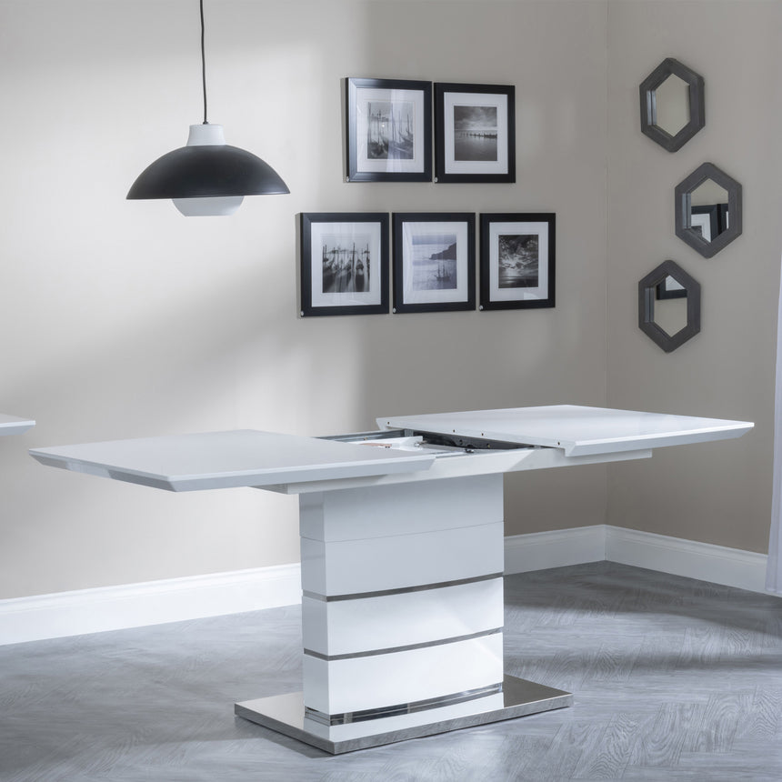 Gravina White Gloss Extending Dining Table - 140cm - 180cm