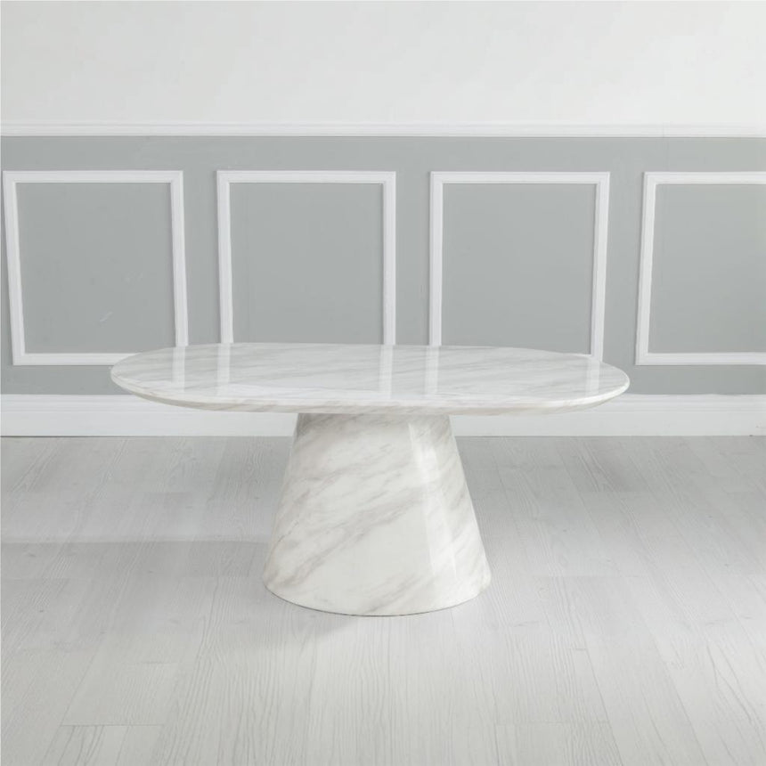 Cesena White Marble Oval Coffee Table