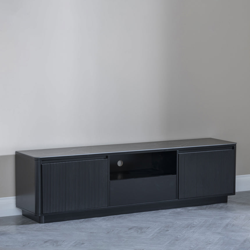 Rivoli Black Ceramic Fluted TV Unit