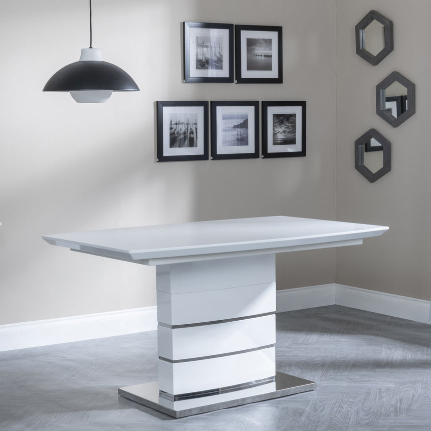 Gravina White Gloss Extending Dining Table - 140cm - 180cm