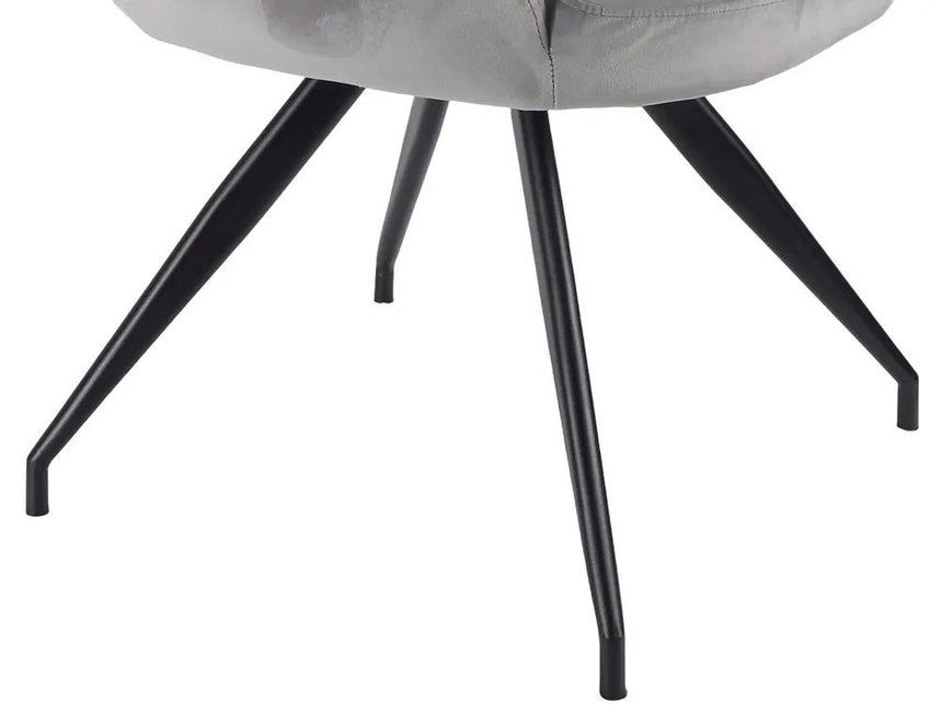 Set of 2 Comiso Velvet Fabric Swivel Dining Chair with Black Legs