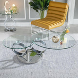 Udine Swivel Glass Top Round Coffee Table